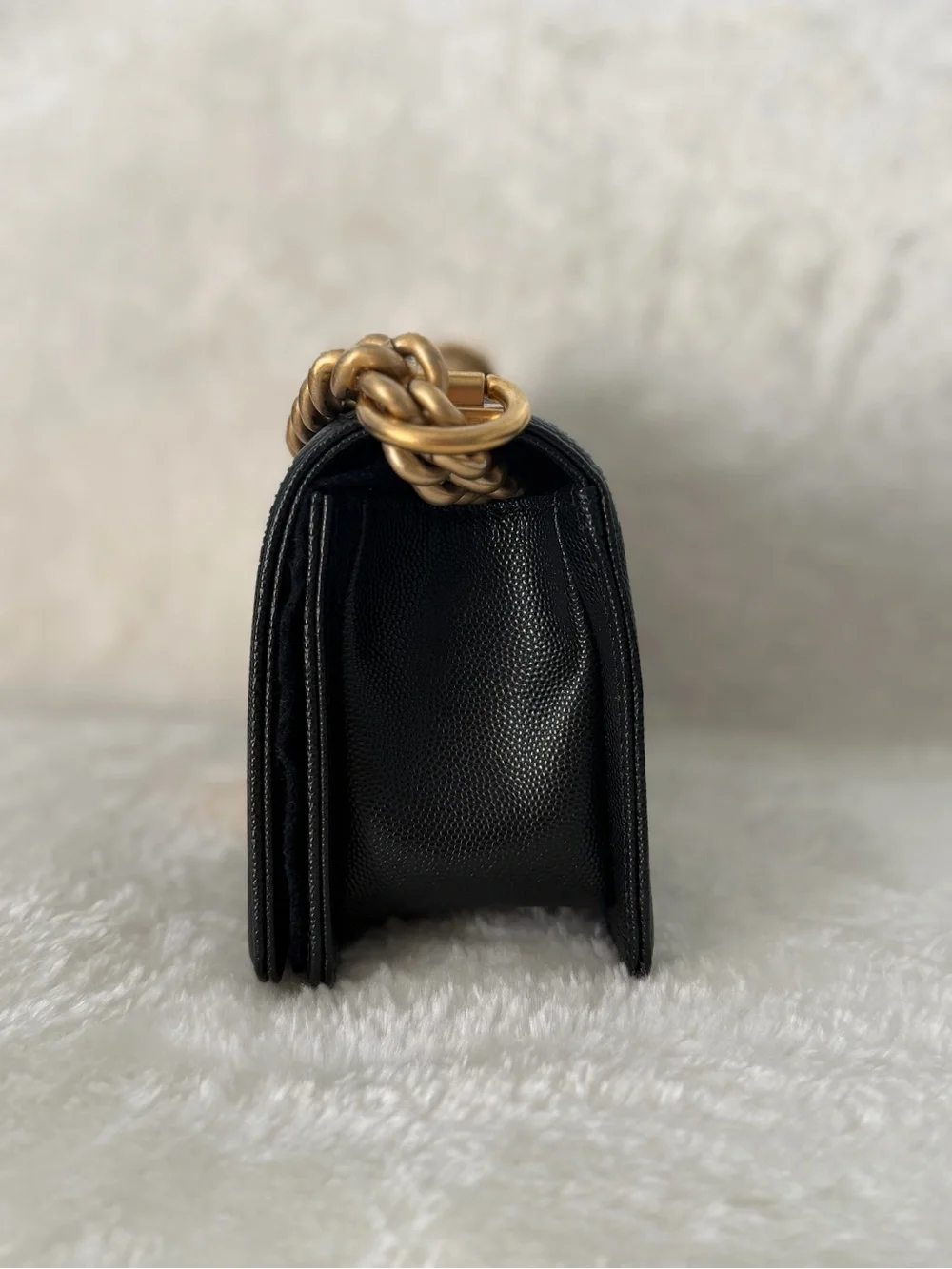 CHANEL Boy Small Black Caviar leather
